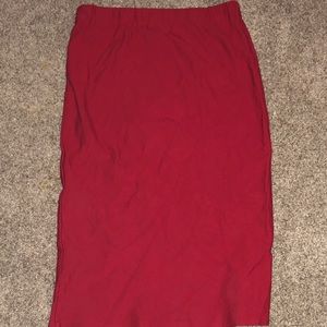 Red Knee Length Skirt